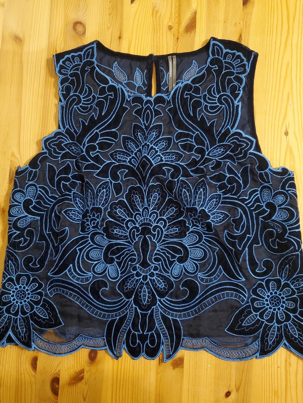 Anthropologie The Lainie Sleeveless Velvet Lace Cutwork Blouse XL